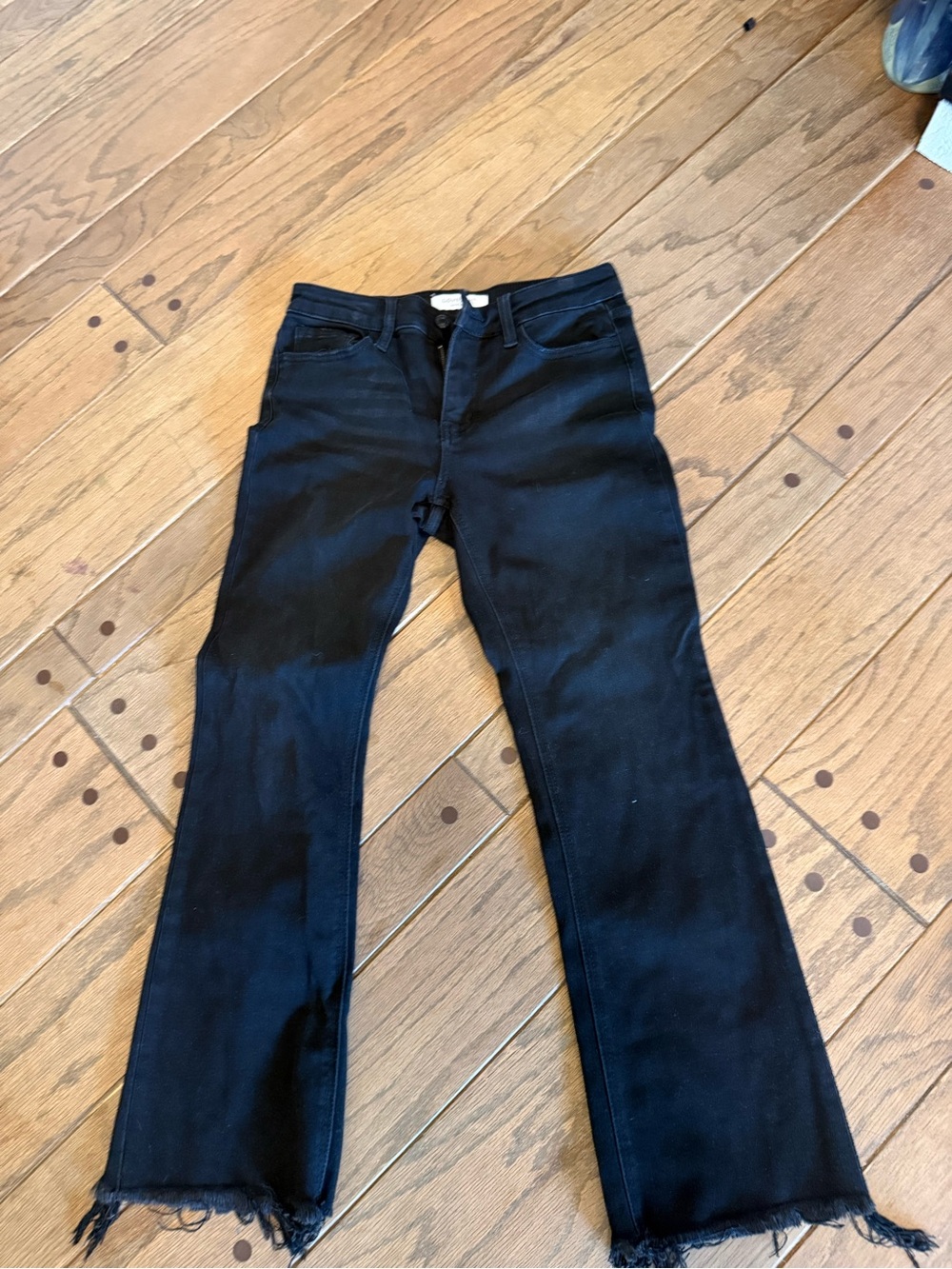 High-Rise Black Cropped Jeans with Raw Hem